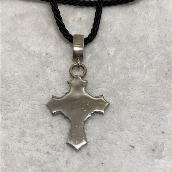 Large Sterling Silver cross with CZs - Picture 3 of 5